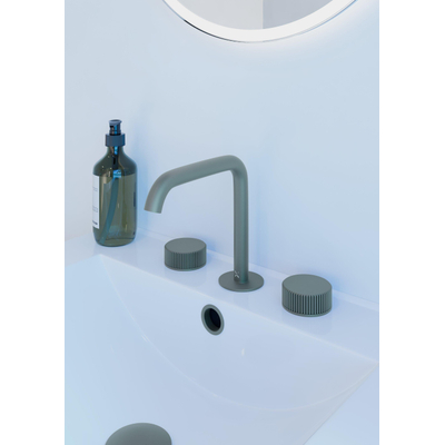 Crosswater 3ONE6 Wastafelkraan opbouw - laag - gebogen uitloop 16.1cm - warm/koud - slate gunmetal (antraciet)