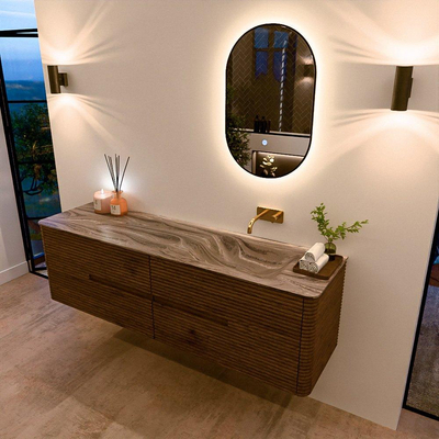 Mondiaz CIRO-DLUX Badkamermeubelset - 170x45x50cm - Solid surface wastafel Sombra - 1 wasbak Rechts - zonder kraangaten - 4 lades - Dusk