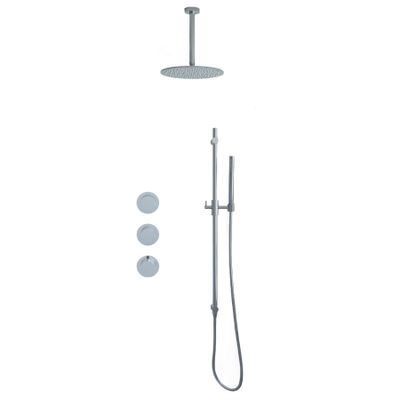 Fortifura Nebbio opbouw regendoucheset – 20 cm plafondbuis – 1-stands staafhanddouche – glijstang 91 cm – chroom