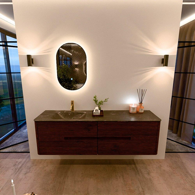 Mondiaz CIRO-DLUX Badkamermeubelset - 170x45x50cm - Solid surface wastafel Lava - 1 wasbak Links - 1 kraangat - 4 lades - Ruby