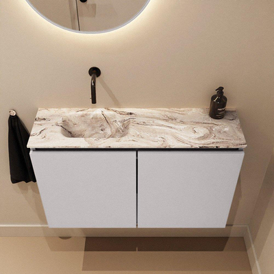 MONDIAZ TURE-DLUX 80cm toiletmeubel Cale. EDEN wastafel Glace positie links. Zonder kraangat.