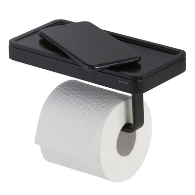 Geesa Frame Porte-rouleau de papier toilette avec tablette Noir