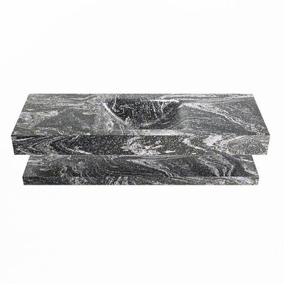 MONDIAZ ALAN - DLUX Ensemble meuble de salle de bains - 130cm - tablette - Lava - lavabo suspendu - vasque au centre - 1 trou de robinet - Lava