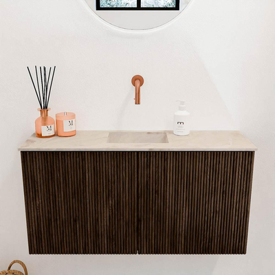 Mondiaz JOYA-DLUX 80cm toiletmeubel - kleur Walnut - Wastafel FAYE positie Midden Zonder kraangat kleur Frappe.