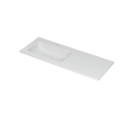 INK Aspekt wastafel - 120x45x1.5cm - 1 wasbak links - 1 kraangat - porselein wit mat