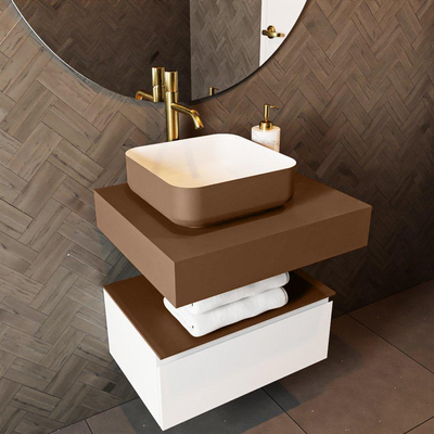 Mondiaz TOP 51 Topblad - 40x51x12cm - geschikt voor afdekplaat - Solid surface - Rust