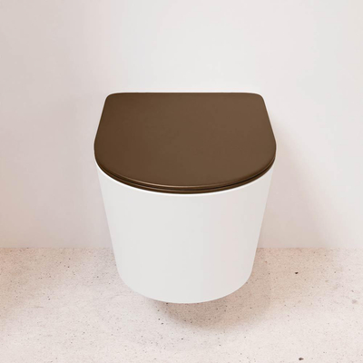 MONDIAZ LAVIE WC suspendu - 36x53cm - sans bride - Rust (marron) - softclose - quick-release - abattant WC - Talc (offwhite)