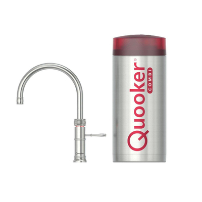 Quooker BE Classic Fusion Round robinet d'eau bouillante - bec pivotant - réservoir Combi - Eau chaude / eau bouillante - inox