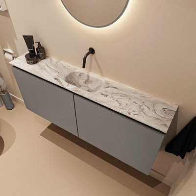 MONDIAZ TURE-DLUX 120cm toiletmeubel Smoke. EDEN wastafel Glace positie midden. Zonder kraangat.