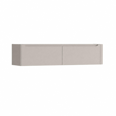 H&R Badmeubelen Juice Wastafelonderkast - 180x45x40cm - rechterhoek afgerond - 2 lades - geïntegreerde greep - beige mat