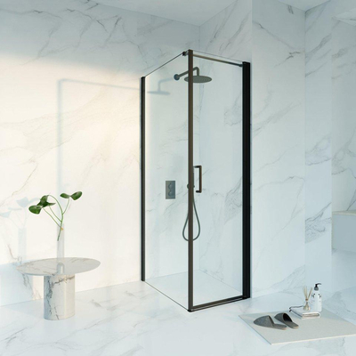 FugaFlow Eccelente Cabine de douche en verre - 60x90x200 - Profil en verre de sécurité - anti-calcaire - noir mat