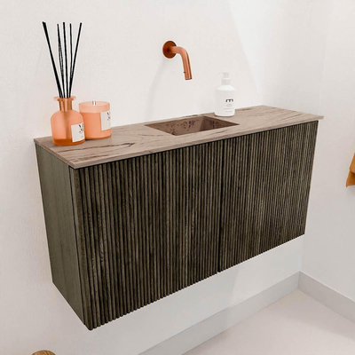 Mondiaz JOYA-DLUX 80cm toiletmeubel - kleur Shadow - Wastafel FAYE positie Midden Zonder kraangat kleur Arena.