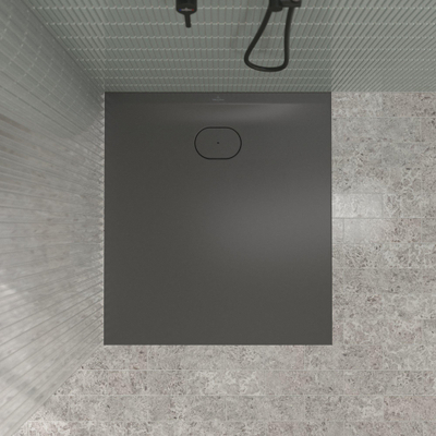 Villeroy & Boch Ecora douchebak - 100x90x3.5cm - afvoer korte zijde - anthracite (antraciet)