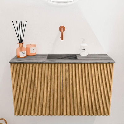 Mondiaz JOYA-DLUX 70cm toiletmeubel - kleur Oak - Wastafel FAYE positie Midden Zonder kraangat kleur Sombra.