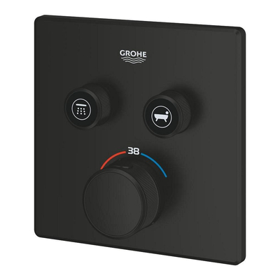 GROHE Grohtherm SmartControl afbouwdeel - vierkant - thermostatisch - 2 functies - mat zwart