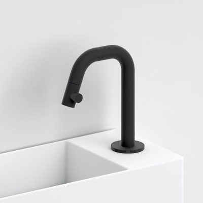 Clou Kaldur kranen chroom fonteinkraan 4.5x15.9cm korte uitloop rechts Mat zwart