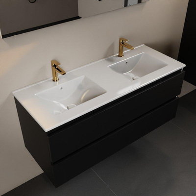 Mondiaz Aivy ensemble de meuble de salle de bains - 120x45x50cm - 2 trous de robinet - 2 vasques talc Céramique - Gauche et droite - 2 tiroirs - Avec miroir - MDF Urban