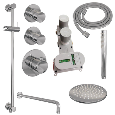 BRAUER Chrome Edition inbouw regendoucheset – Ø20 cm hoofddouche – 40 cm gebogen wandarm – staafhanddouche – glijstang 70 cm
