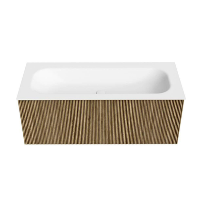 Mondiaz KURVE Ensemble de meuble de salle de bains - 110x46x40cm - 1 tiroir - lavabo solid surface - centre - 1 trou de robinet - Dusk