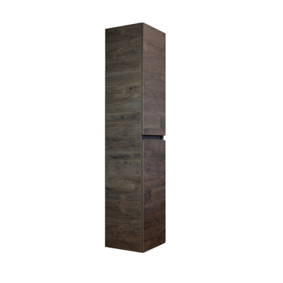 H&R Badmeubelen Hoge Kast - 35x35x170cm - 2 deuren - rechtsdraaiend - greeploos - espresso