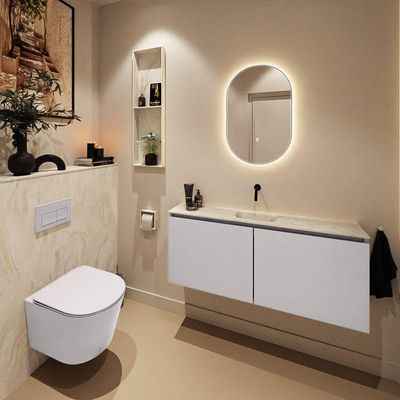 MONDIAZ TURE-DLUX Meuble toilette - 120cm - Cale - EDEN - vasque Ostra - position centrale - sans trou de robinet