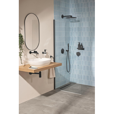 GROHE Essence New wastafelkraan - l-size - wand - 2 kraangaten - voorsprong 23cm - mat zwart