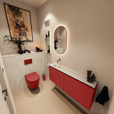 MONDIAZ TURE-DLUX 120cm toiletmeubel Fire. EDEN wastafel Ostra positie links. Zonder kraangat.