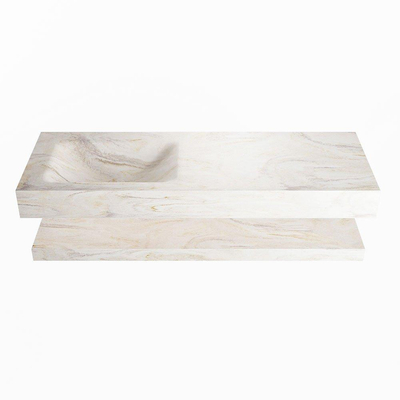 MONDIAZ ALAN - DLUX Ensemble de meuble de salle de bain - 130cm - tablette - Ostra - lavabo suspendu - cuve à gauche - 1 trou de robinet - Ostra