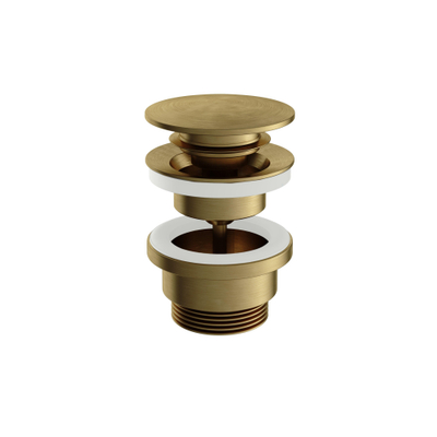 Hotbath Archie Clickplug - met schroef rond BBP - PVD - geborsteld messing (goud)