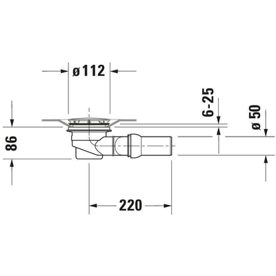 Duravit douchebakafvoer horizontaal v douchebak met gat 90mm chroom