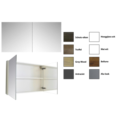 Sanicare qlassics armoire de toilette 120x60x15cm avec 2 portes miroir double face chêne écossais