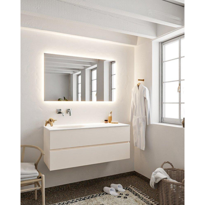 Mondiaz VICA ensemble de meuble de salle de bain - 120cm - meuble sous-vasque lin - 2 tiroirs - lavabo lune gauche - sans trou de robinet version XL 60cm de haut