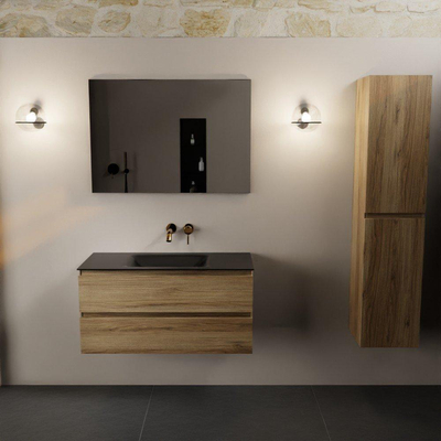 Mondiaz AIVY Ensemble de meuble - 100x45x50cm - 0 trous de robinet - 1 vasque Urban Solid surface - Centre - 2 tiroirs - sans miroir - Melamine Chai