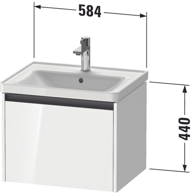Duravit Ketho 2 meuble sous-lavabo avec 1 tiroir 58.4x45.5x44cm avec poignée anthracite blanc super mat