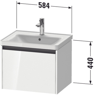 Duravit ketho 2 meuble sous lavabo avec 1 tiroir 58.4x45.5x44cm avec poignée noyer anthracite mat
