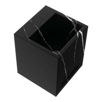 BRAUER Nova Fontein - 25x25x30cm - vrijhangend - blinde ophanging - zonder kraangat - marmerlook - nero marquina (zwart)