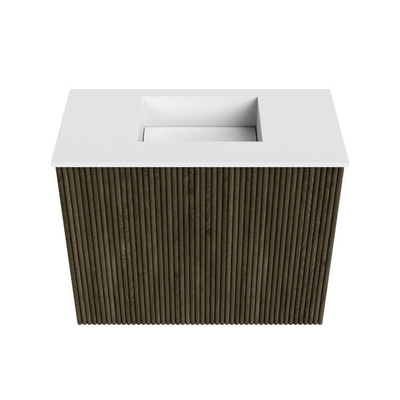 Mondiaz JOYA 50cm meuble de toilette - couleur Shadow - Vasque FAYE position Milieu Sans trou de robinet couleur Talc