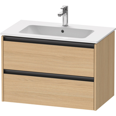 Duravit Ketho.2 Wastafelonderbouwkast - met 2 laden - 81x48x55cm - met grepen antraciet - natuur eiken mat