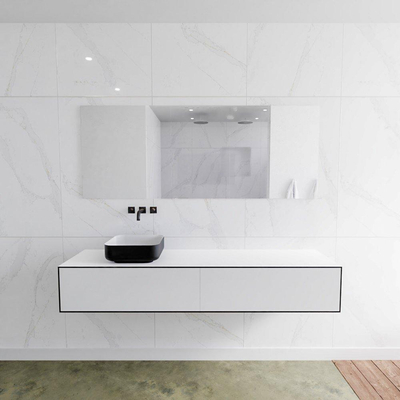 Mondiaz Lagom Meuble salle de bains 180x30.9x45cm Solid Surface Urban 2 tiroirs avec lavabo BINX vasque à poser Gauche sans trous de robinet