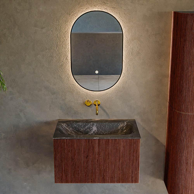 Mondiaz KURVE-DLUX Badkamermeubelset - 70x46x40cm - 1 lade - wastafel solid surface - midden - zonder kraangat - Ruby