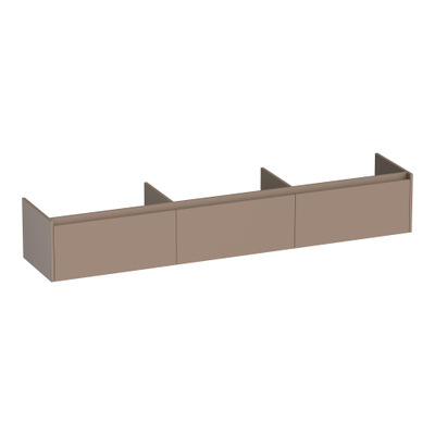 BRAUER Embrace wastafelonderkast - 219.8x35x45.5cm - met 3 softclose lades - greeploos - 0 sifon uitsparingen - mat mokka