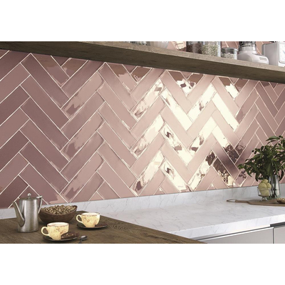 ÉCHANTILLON Terravito Pavero carreau mural - 7,5x30cm - 8,6mm - Rectangle - Rose mat