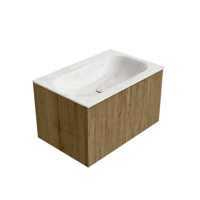 Mondiaz KURVE-DLUX Badkamermeubelset - 70x46x40cm - 1 lade - wastafel solid surface - midden - 1 kraangat - Dusk