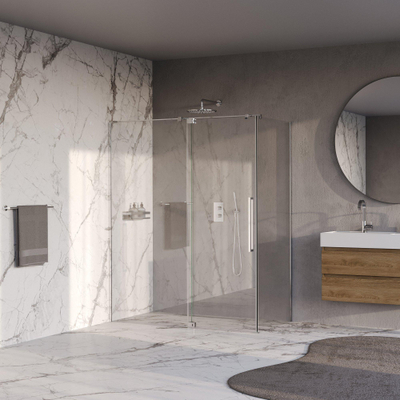 BRAUER Stellar Cabine de douche - 160x100x200cm - porte battante - traitement verre - réversible - verre clair - Chrome