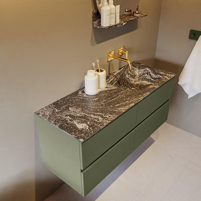 Mondiaz VICA-DLUX ensemble de meuble de salle de bain - 120cm - meuble sous-vasque armée - 4 tiroirs - lavabo encastré nuage droite - sans trous de robinet - version haute de 60cm - lave