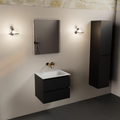 Mondiaz AIVY Ensemble de meuble - 60x45x50cm - 0 trous de robinet - 1 vasque Talc Solid surface - Centre - 2 tiroirs - avec miroir - MDF Urban