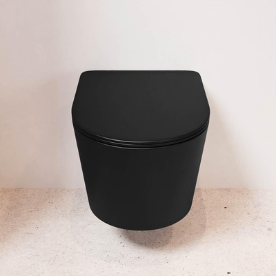 Mondiaz LAVIE WC suspendu – sans bride – 36 x 53 cm – avec abattant softclose – Urban (noir)