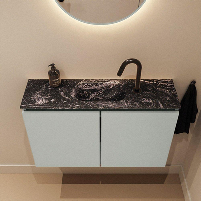 MONDIAZ TURE-DLUX meuble WC 80 cm Greey. Lavabo EDEN Lava position milieu. Avec 1 trou de robinet.