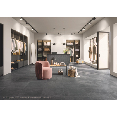 SAMPLE Atlas Concorde Solution Impact carreau de sol et de mur Aspect pierre naturelle Graphite (Noir)