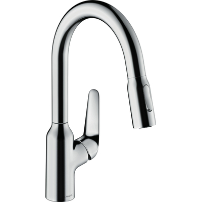 Hansgrohe Focus m42 Eengreeps keukenmengkraan - 36.4cm - met uittrekbare en draaibare uitloop 2 straalsoorten - rvs
